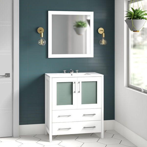 Wade Logan® Karson 30" Single Bathroom Vanity Set with Mirror & Reviews